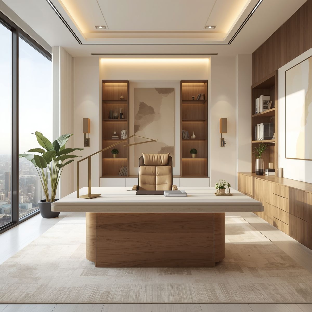 Managing Director Suite with Executive Desk with Leather Blotter & Cable Hub #101